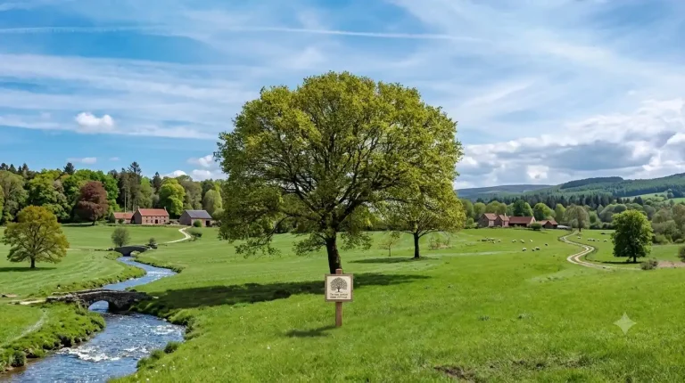Illustration of tree spacing distances by purpose, used with the tree spacing calculator